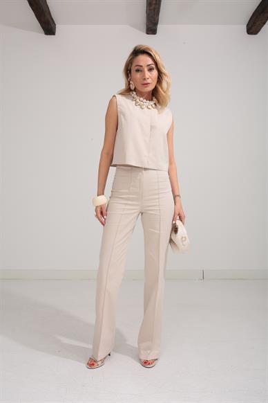 Çıtçıtlı Taş Gabardin Yelekli Takım
