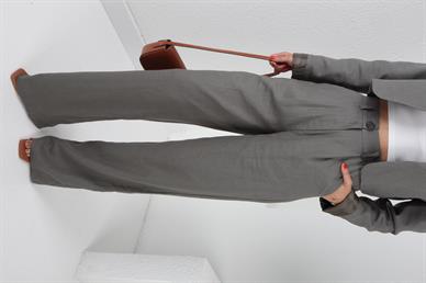 Crop Ceketli Haki Keten Takım