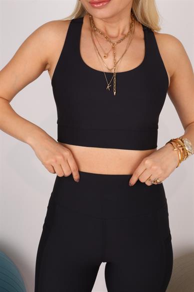 Cross Strap Siyah Spor Büstiyer