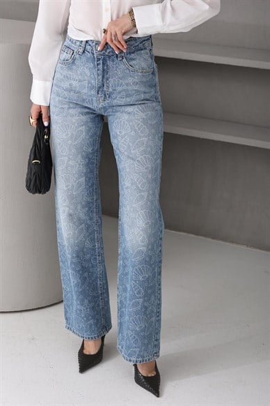 Deniz Kabuğu Baskılı Palazzo Jean (4699)