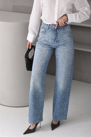 Deniz Kabuğu Baskılı Palazzo Jean (4699)