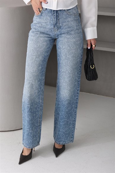 Deniz Kabuğu Baskılı Palazzo Jean (4699)