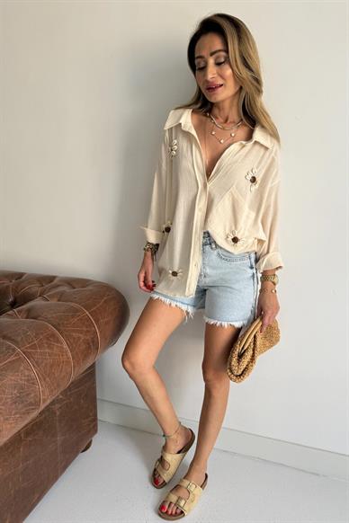 Deniz Kabuklu Oversize Gömlek