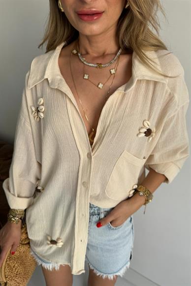 Deniz Kabuklu Oversize Gömlek