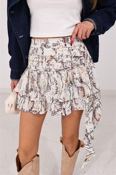Drapeli Katlı Kısa şifon Etek