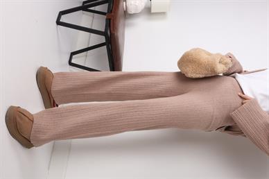 Düğme Detay Fitilli Camel Triko Takım