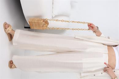 Düğmeli Naturel Keten Takım