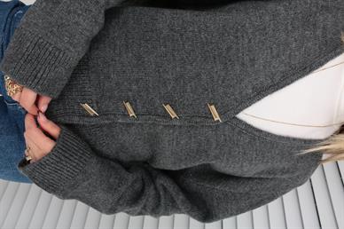 Düşük Omuz Düğme Detay Antrasit Hırka