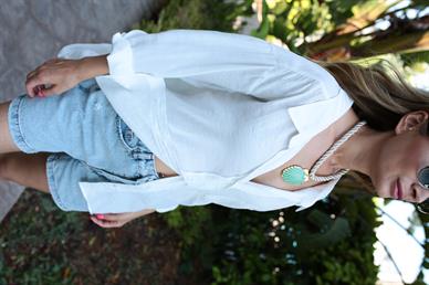 Düşük Omuz Oversize Ekru Gömlek