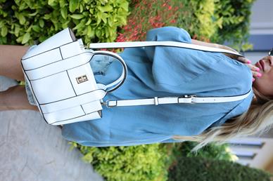 Düşük Omuz Oversize Mavi  Gömlek