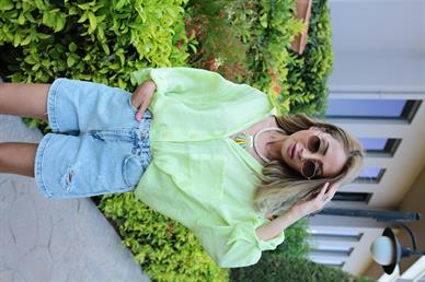 Düşük Omuz Oversize Neon  Gömlek