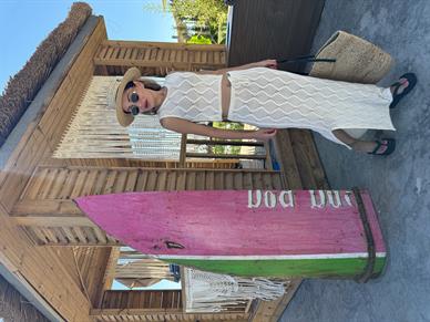 Ekru Ajurlu Crop Etek Triko Takım