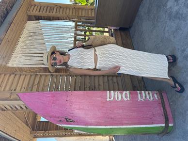 Ekru Ajurlu Crop Etek Triko Takım