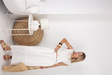 Ekru Ham Keten Etekli Takım