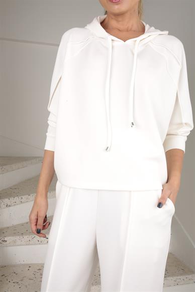 Ekru Kapişonlu Modal Kumaş Spor Takım