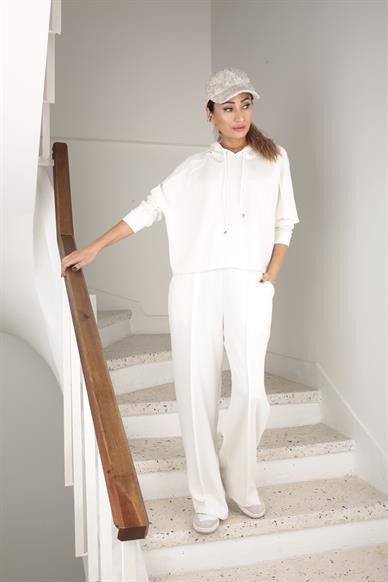 Ekru Kapişonlu Modal Kumaş Spor Takım