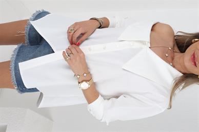 Ekru Kayık Yaka Gömlek