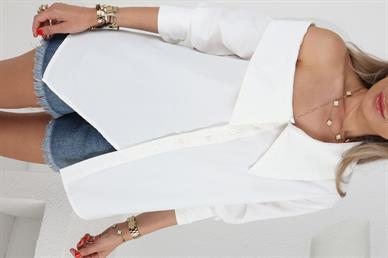 Ekru Kayık Yaka Gömlek