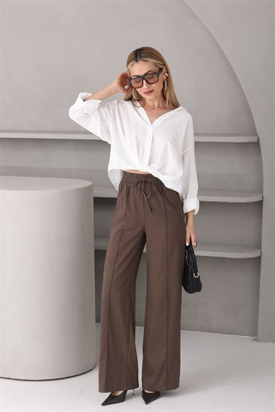 Ekru Önü Düğümlü Tensel Gömlek