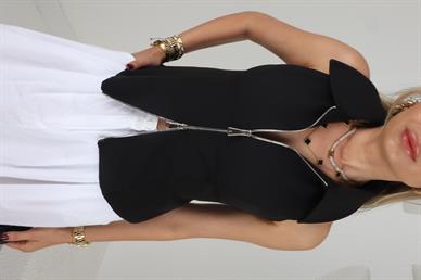 Fermuar Detay Siyah Yelek