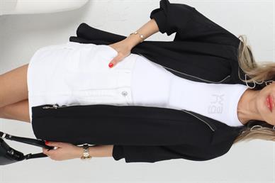 Fermuarlı Arkası Pileli Siyah Gömlek