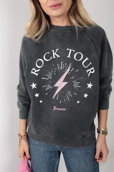 Füme Baskılı Sweatshirt