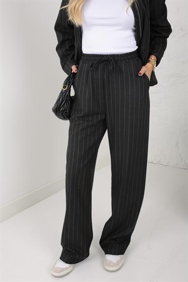 Füme Çizgili Bomber Ceketli Takım