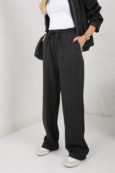 Füme Çizgili Bomber Ceketli Takım