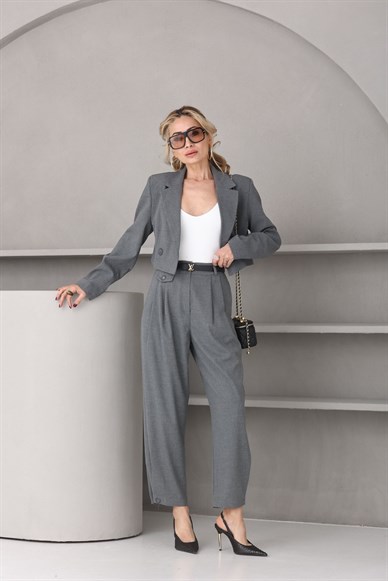 Füme Crop Ceketli Takım