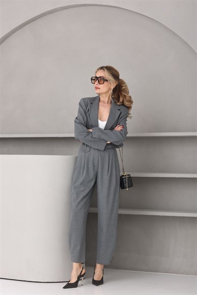 Füme Crop Ceketli Takım