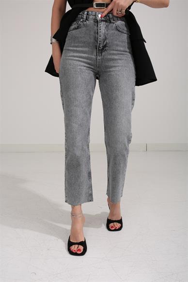 Füme Paçası Kesik Mom Jean