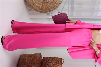 Fuşya Apolet Detay Saten Takım