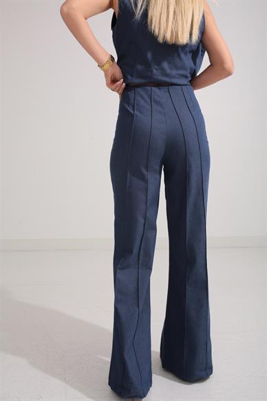 Gabardin Yelekli Denim Takım