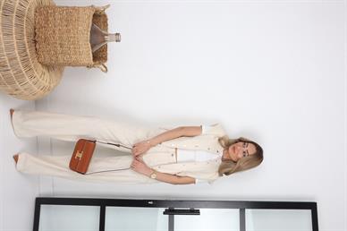 Gabardin Yelekli Naturel Takım