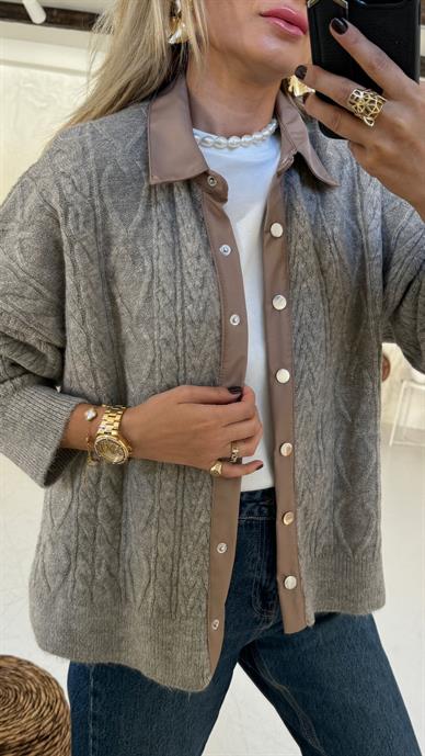 Garnili Çıtçıt Detay Vizon Hırka