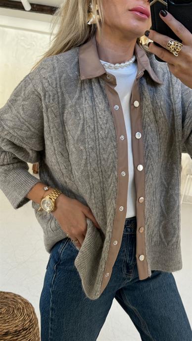 Garnili Çıtçıt Detay Vizon Hırka