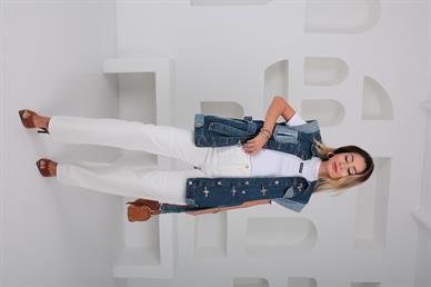Garnili Kancalı Denim Yelek