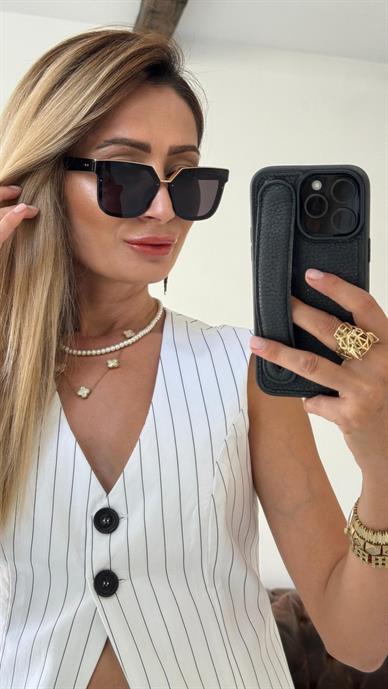 Geniş Çerçeve Kemik Gold Metal Detaylı Güneş Gözlüğü(AE-2002S-C16)