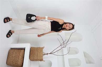 Geniş Lastik Detay Taş Keten Pantolon