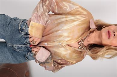 Gold Batik Desen Transparan Gömlek