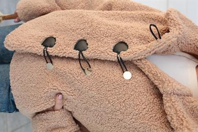 Gold Düğme Detay Camel Teddy Kaban