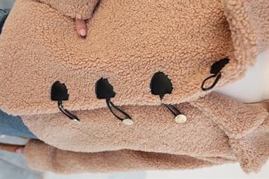 Gold Düğme Detay Camel Teddy Kaban