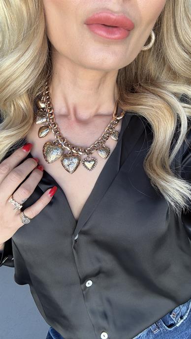 Gold Kalp Detay Kısa Kolye