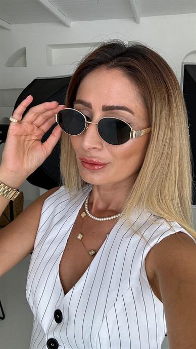 Gold Metal Çerçeveli Oval Gözlük(Cl40235-140)