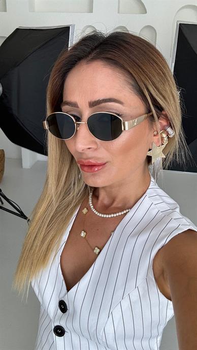 Gold Metal Çerçeveli Oval Gözlük(Cl40235-140)