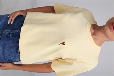Gold Metal Kalp Zımbalı Sarı Basic Tshirt