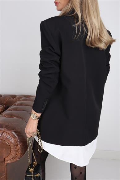 Gömlek Detay Siyah Blazer Ceket