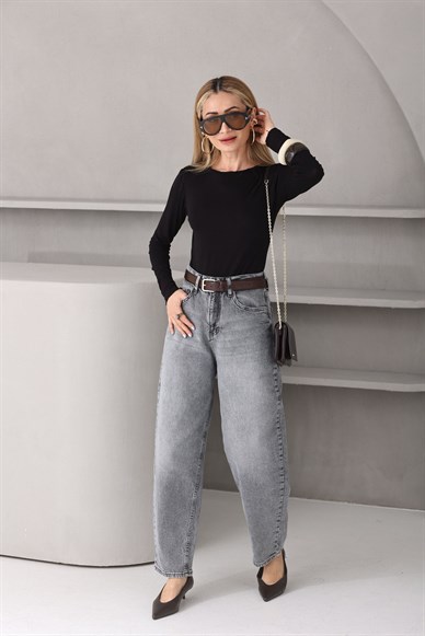 Gri Balon Kesim JEan (4830)