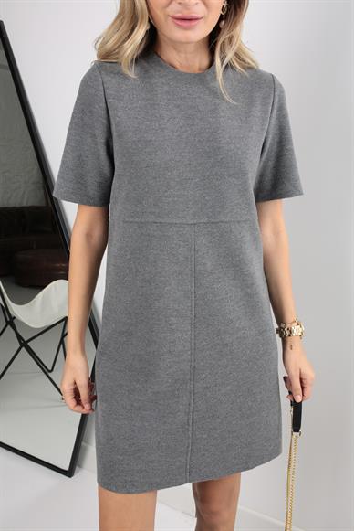 Gri Örme Triko Elbise