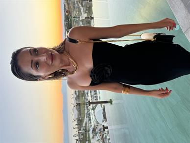 Güllü Straplez Siyah Triko Elbise